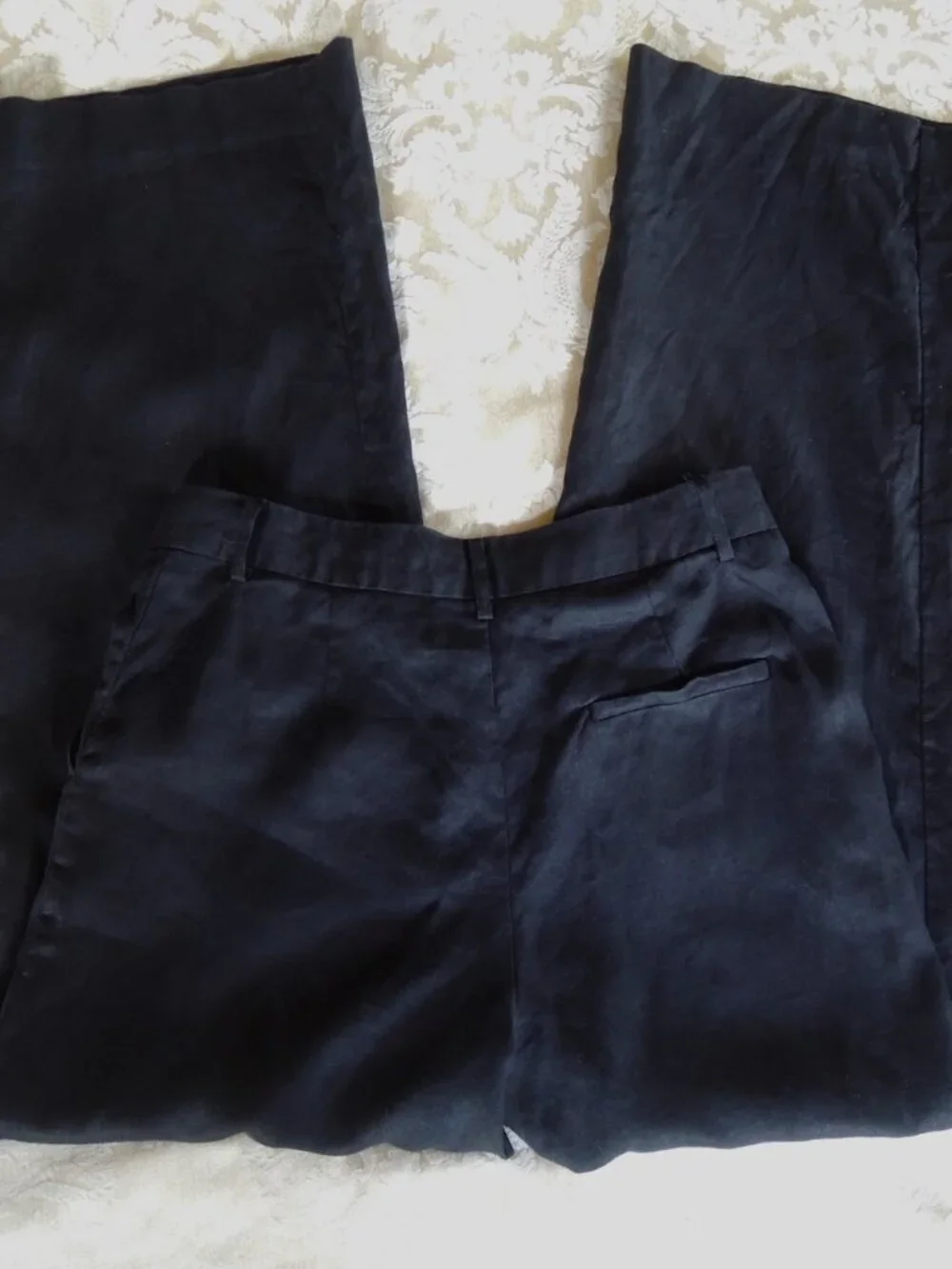 Reformation Black 100% Linen Mid Rise Flat Front Zip-Up Pants 6